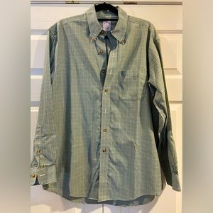 BROOKS BROTHERS 346 NON-IRON Men's Green Medium Long Sleeve Button Up Shirt
